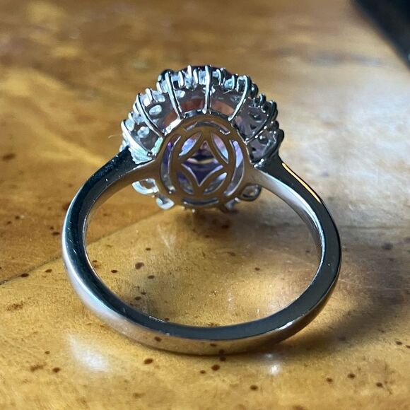 Rose de France Amethyst Red Garnet Sterling Silver Cocktail Ring Size 9 - Picture 4 of 8